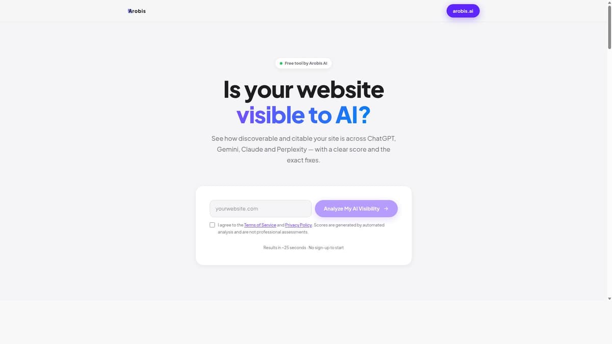Arobis AI Visibility Checker