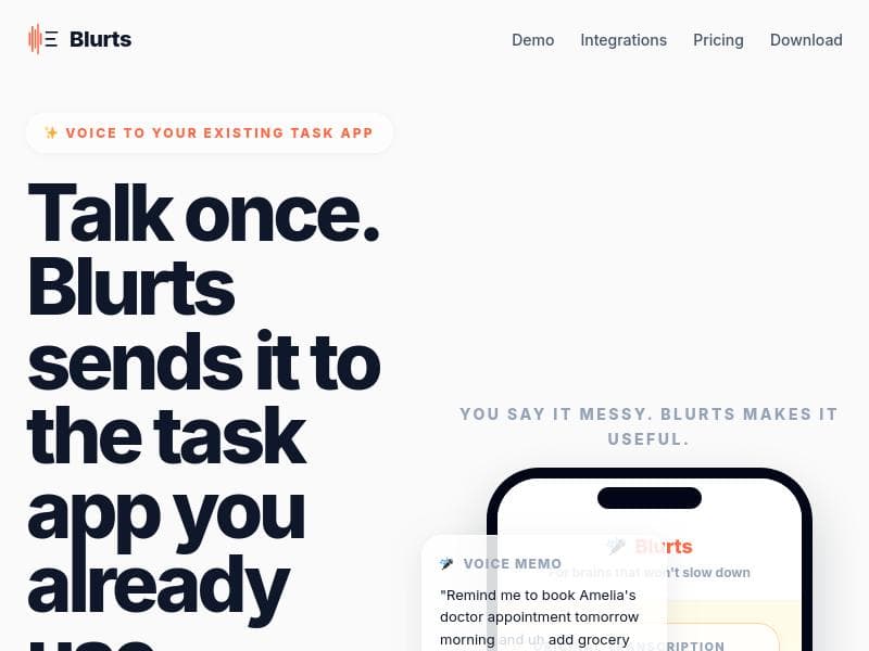 Blurts-Voice to Any Task App