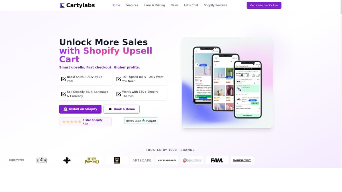 Cartylabs: AI Upsell Cart & Fast Checkout 