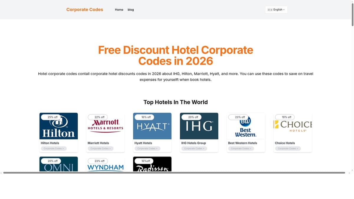 Hotel Corporate Codes