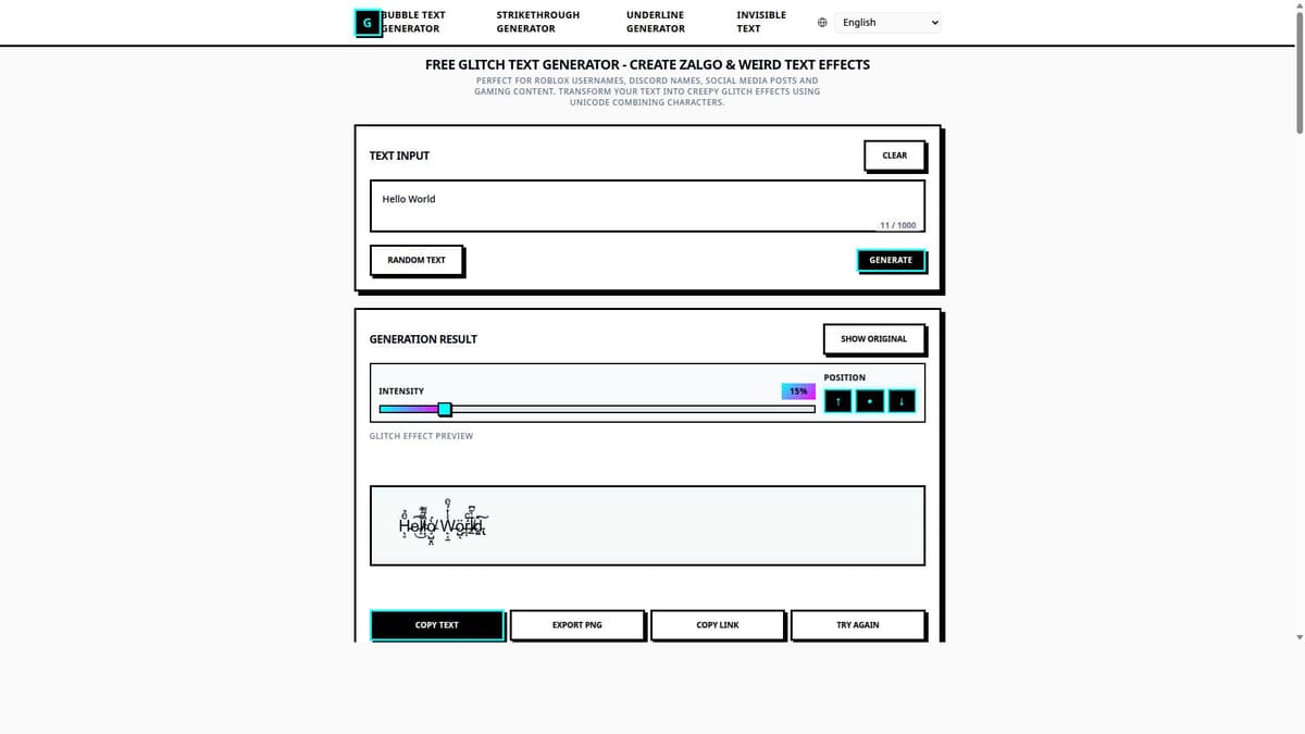 Glitch Text Generator