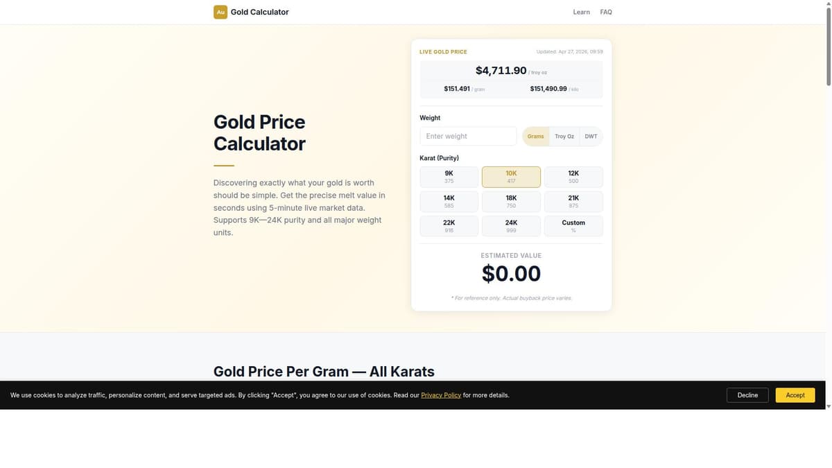 Gold Price Calculator