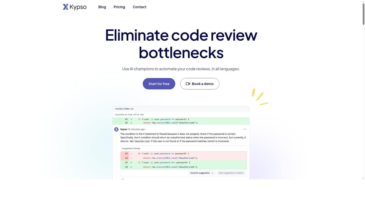 Kypso for Code Reviews