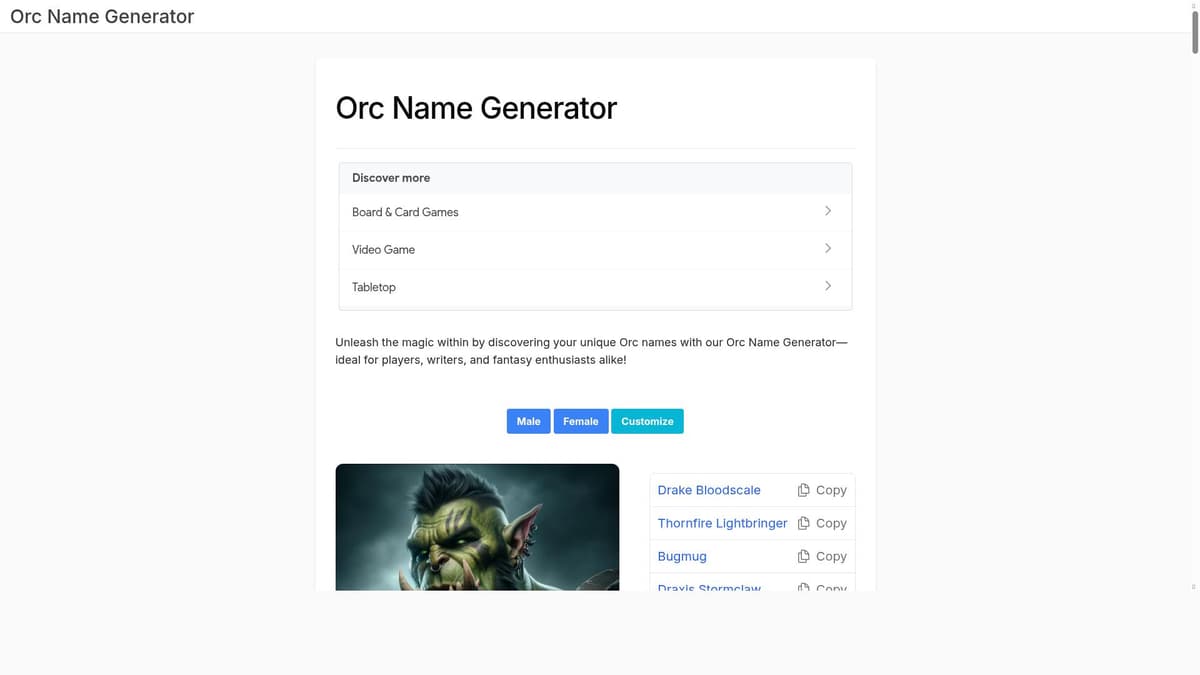 Orc Name Generator