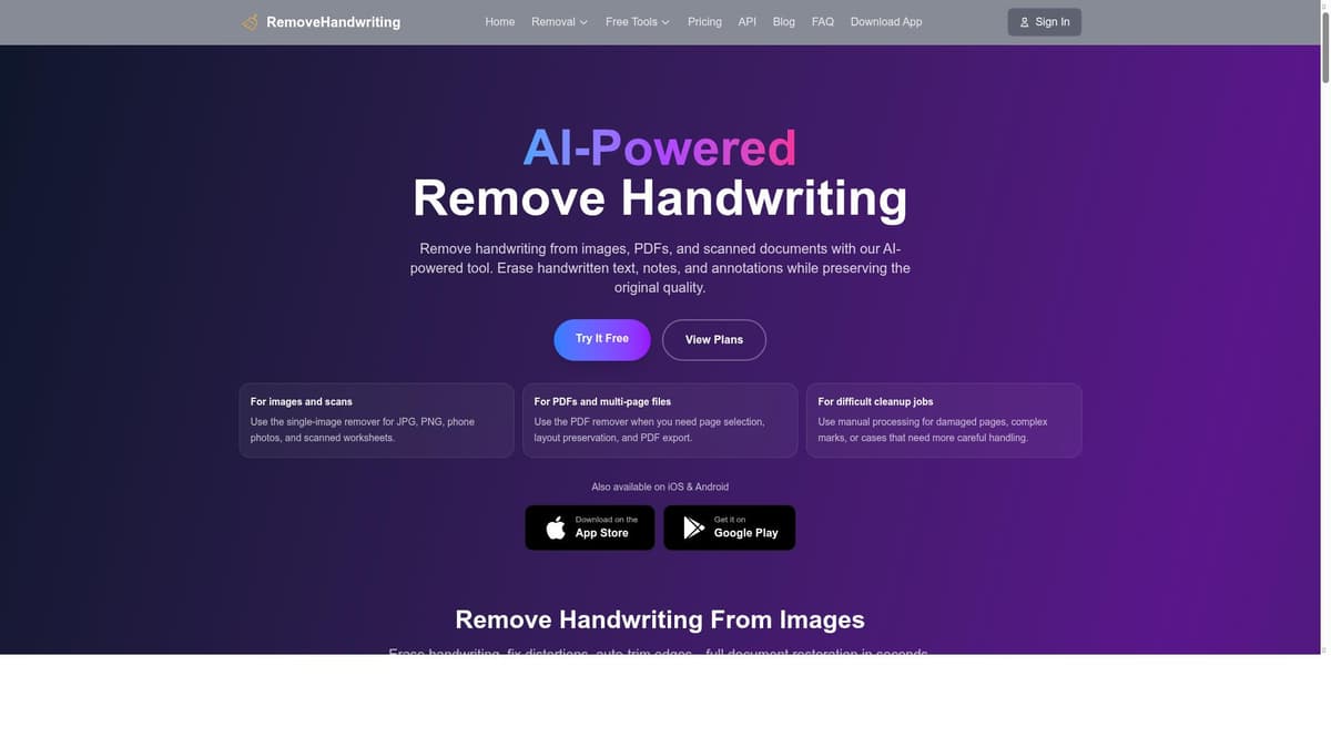 Remove Handwriting