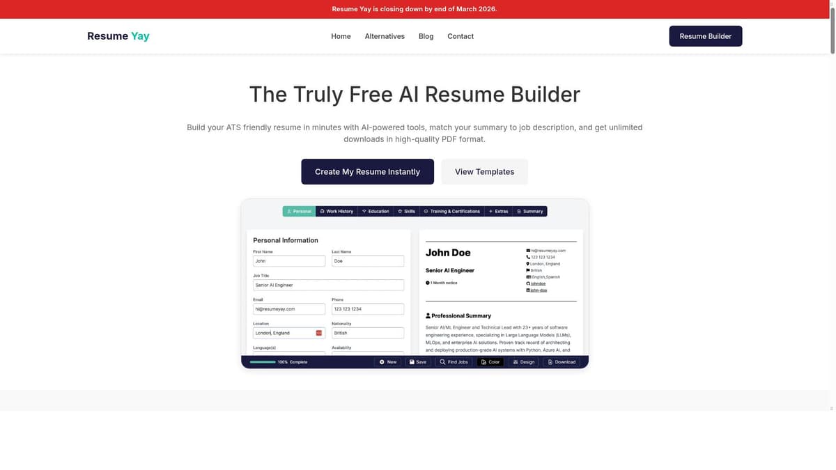 Resume Yay, Free AI resume builder