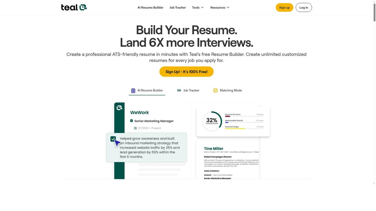 Teal Resume Builder