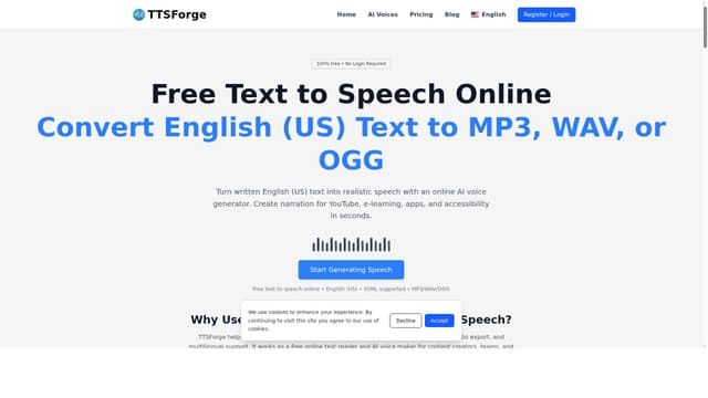 TTSForge: Free Text to Speech Online – Realistic AI Voices