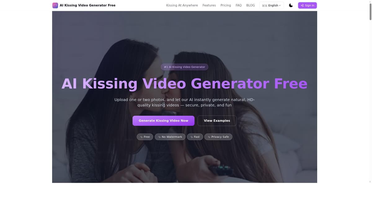 Free AI kissing video generator