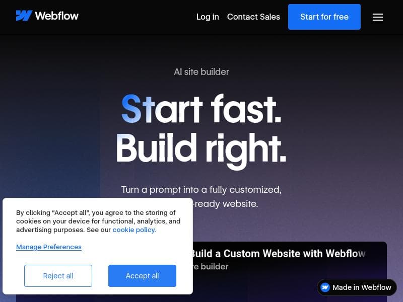 Webflow AI site builder