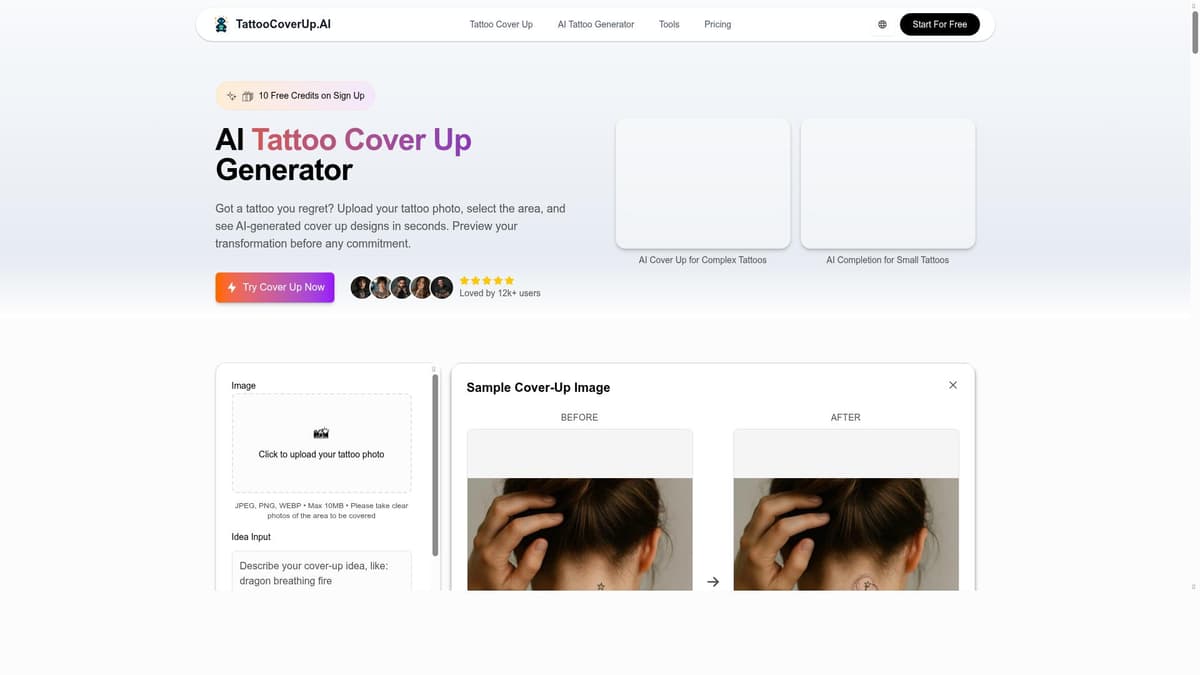 TattooCoverUp.AI - Revolutionary AI tattoo cover-up generator