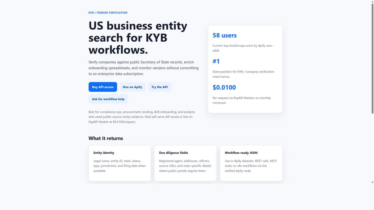 AutoScrape Official Source Business Data APIs