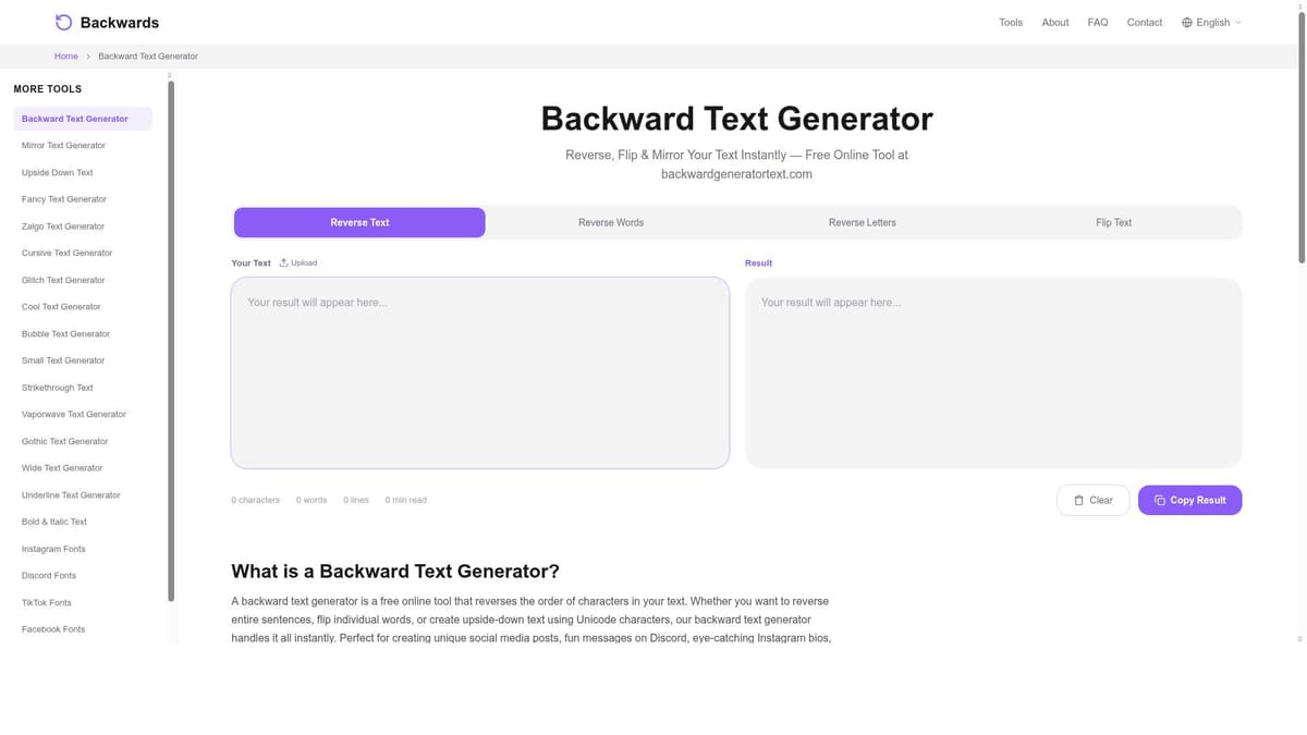 Backward Text Generator