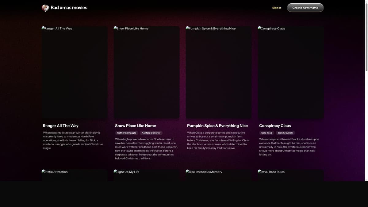 AI xmas movie generator