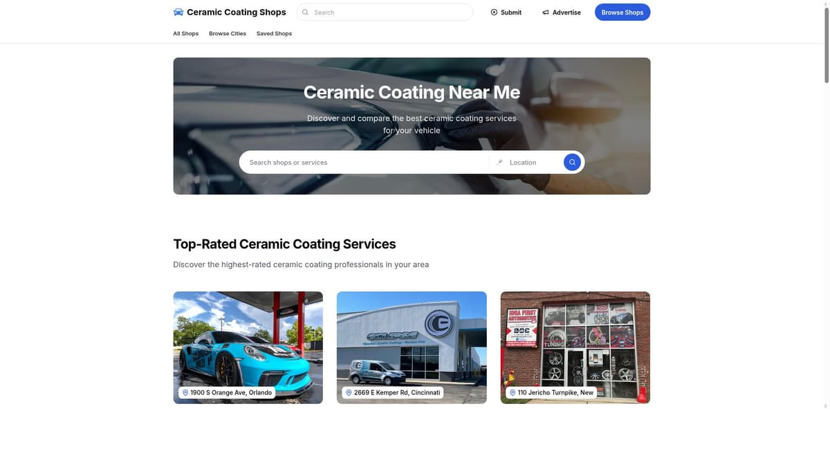 Ceramic Coating Shops Search Submit
