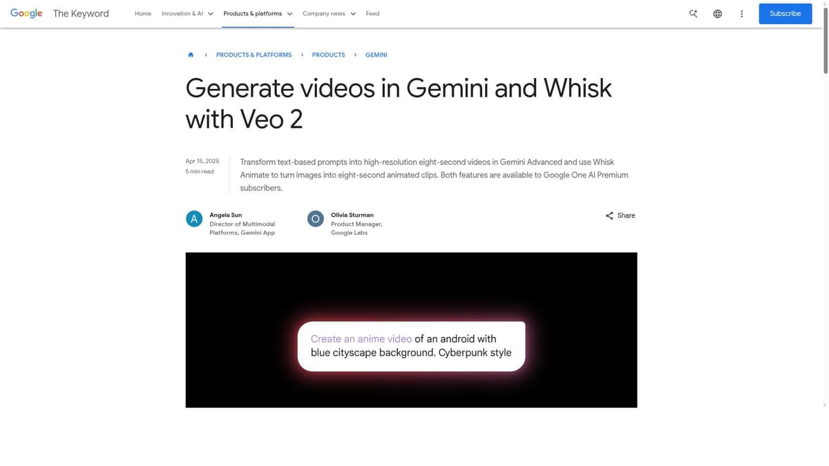 Veo 2 in Gemini