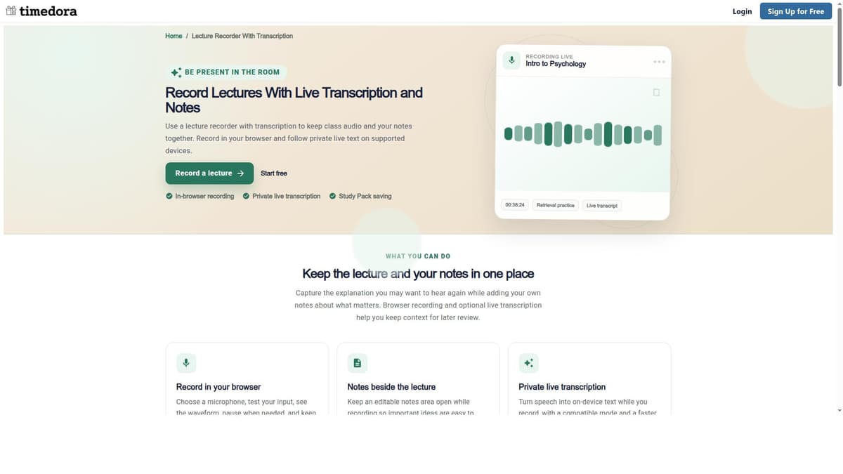 Timedora Lecture Recorder