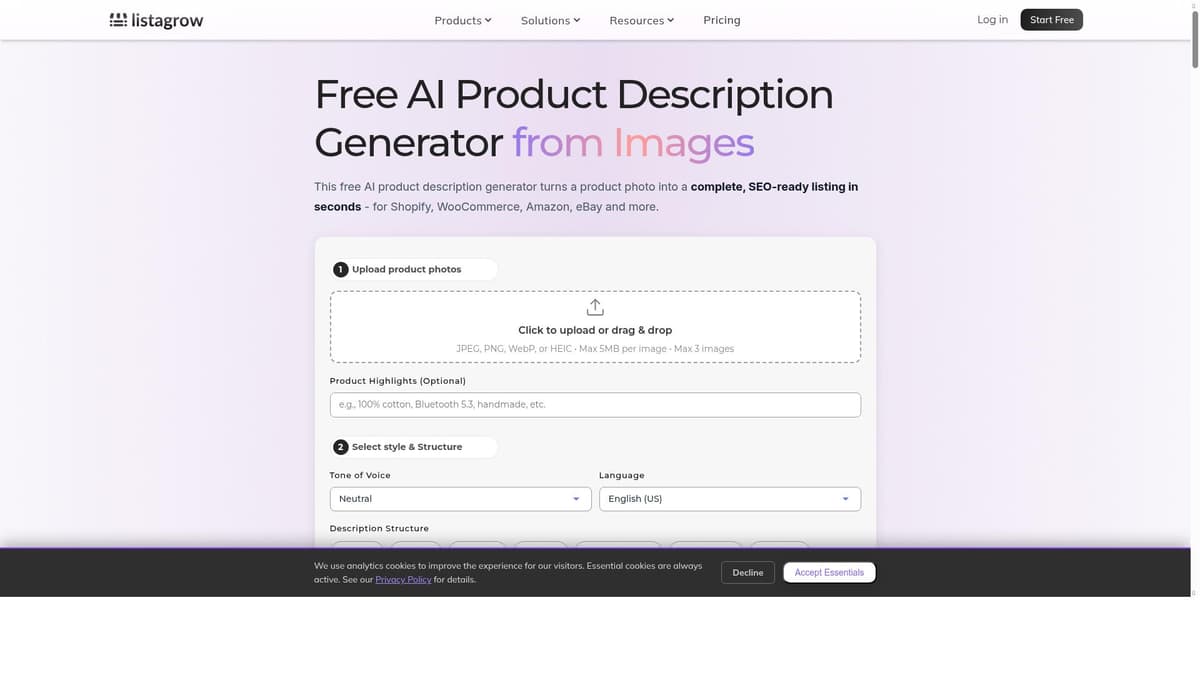 Listagrow AI Product Generator
