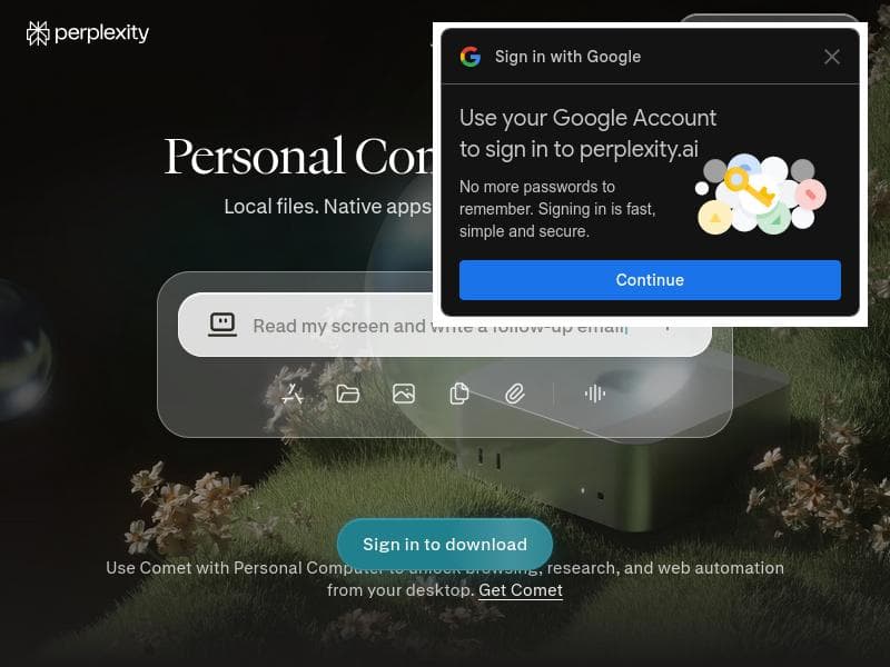 Perplexity Personal Computer