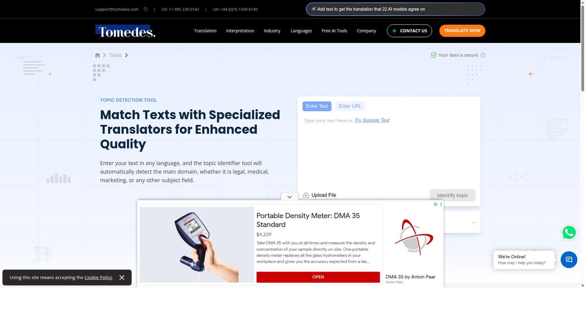 Topic Detection Tool by Tomedes