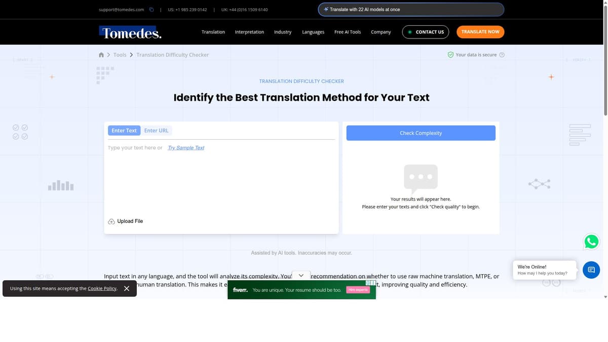 Translation Difficulty Checker by Tomedes