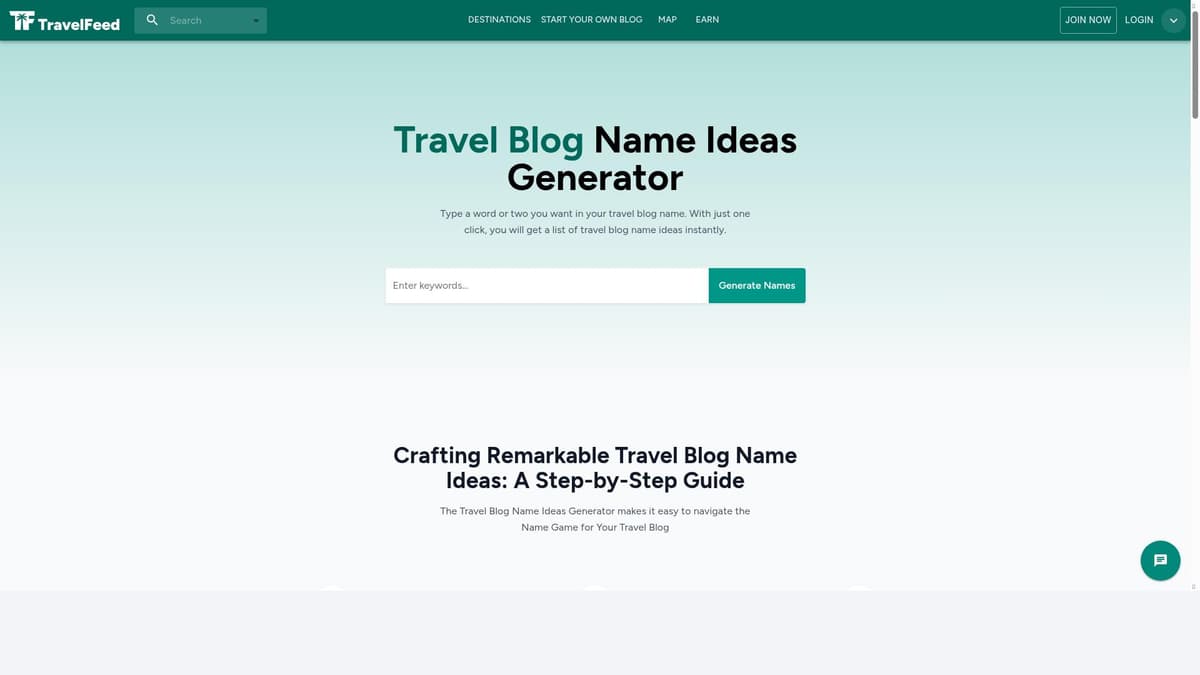 Travel Blog Name Ideas Generator
