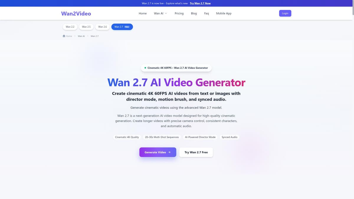 Wan 2.7 AI Video Generator