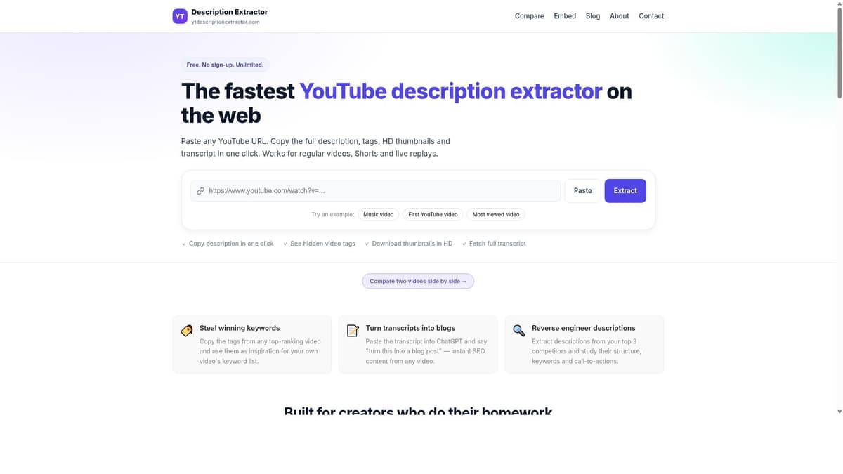 YouTube Description Extractor